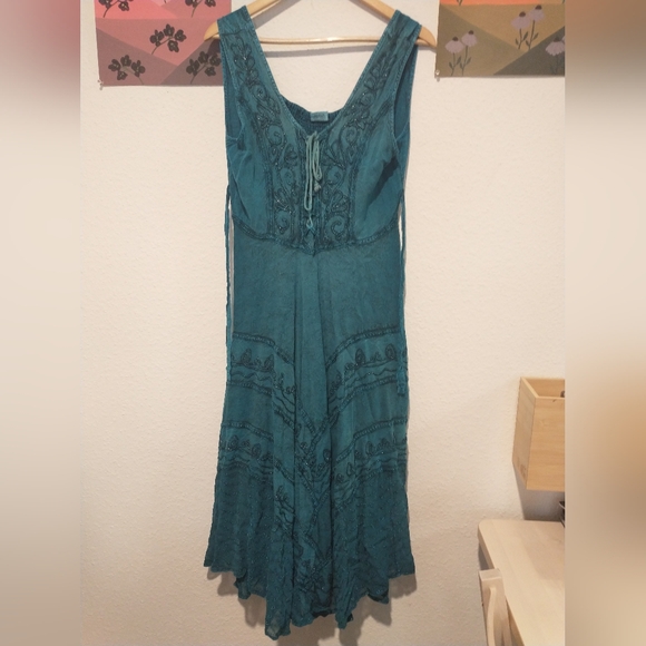 Sakkas Sundara Advance Apparels Stonewashed Rayon Embroidered Dress - Picture 2 of 7
